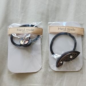 Korean Handmade Hair Ties with Metalwork Details Black Wood Artisan Handmade